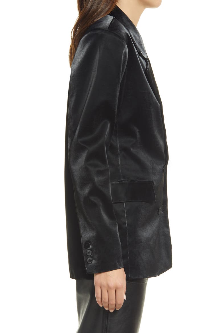 Double Breasted Faux Leather Blazer, Alternate, color, FIGHTING WORDS