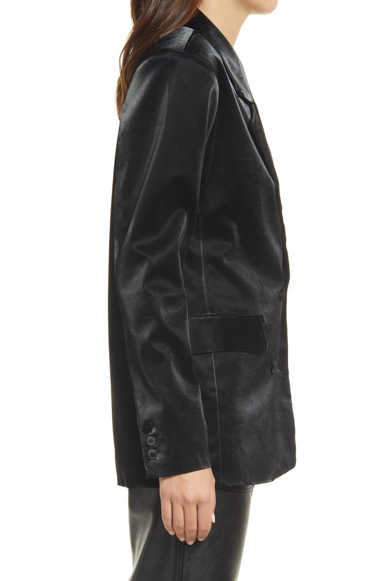 BLANKNYC Double Breasted Faux Leather Blazer, Alternate, color,