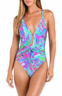 Sunshine 79 Swirltopia Plunge One-Piece Swimsuit