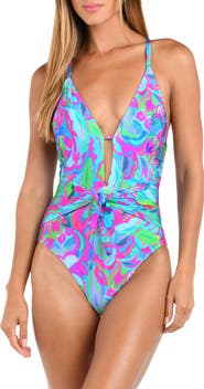 Sunshine 79 Swirltopia Plunge One-Piece Swimsuit