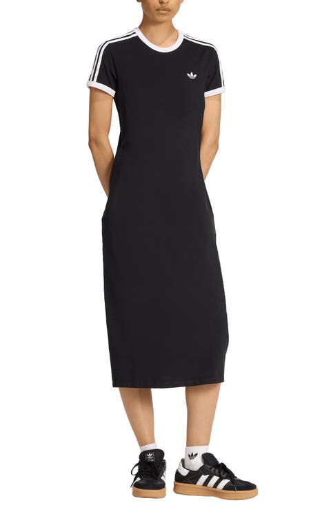 3-Stripes Stretch Cotton Midi Dress