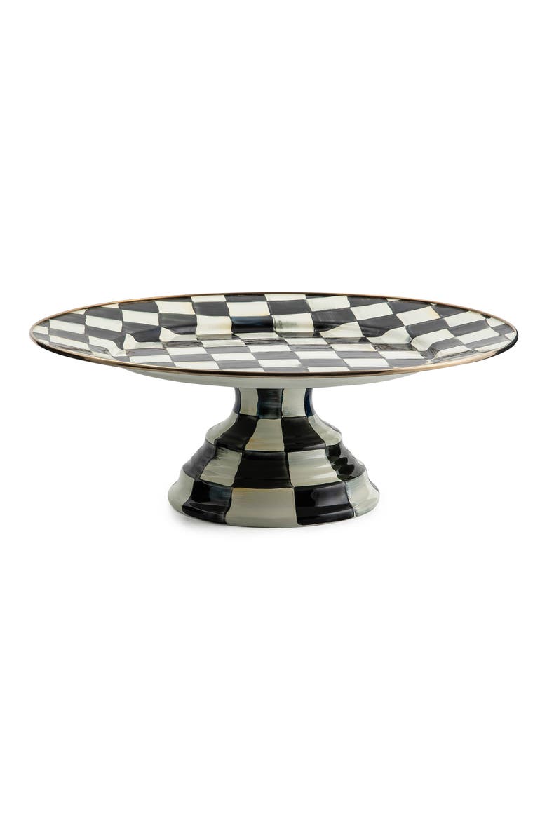 Courtly Check Pedestal Platter, Main, color, BLACK/ WHITE