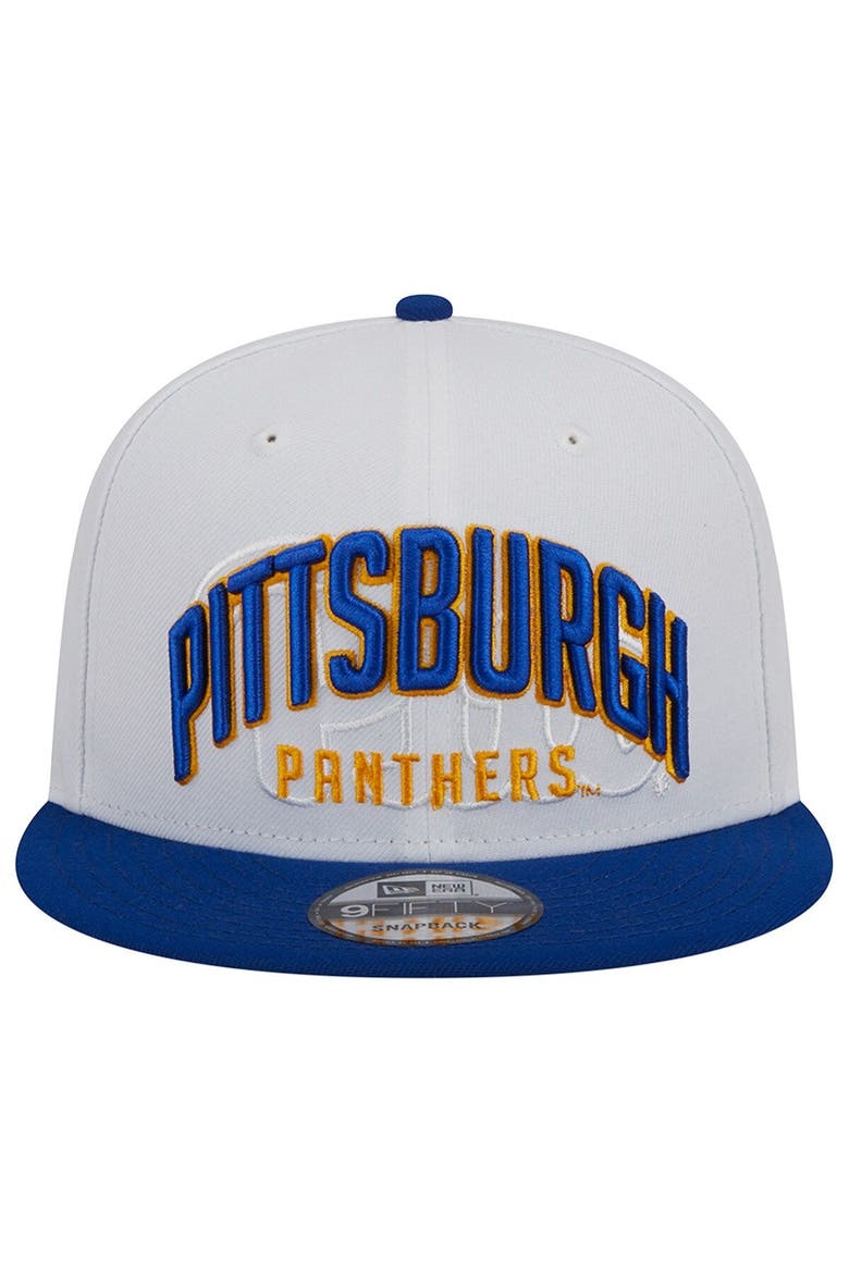 Men's New Era White/Royal Pitt Panthers Two-Tone Layer 9FIFTY Snapback Hat, Alternate, color, White