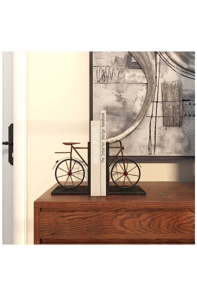 Set of 2 Bike Bookends, Alternate, color, METAL