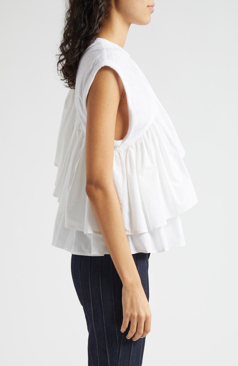 Cinq à Sept Micki Woven Ruffle Layer T-Shirt, Alternate, color, White