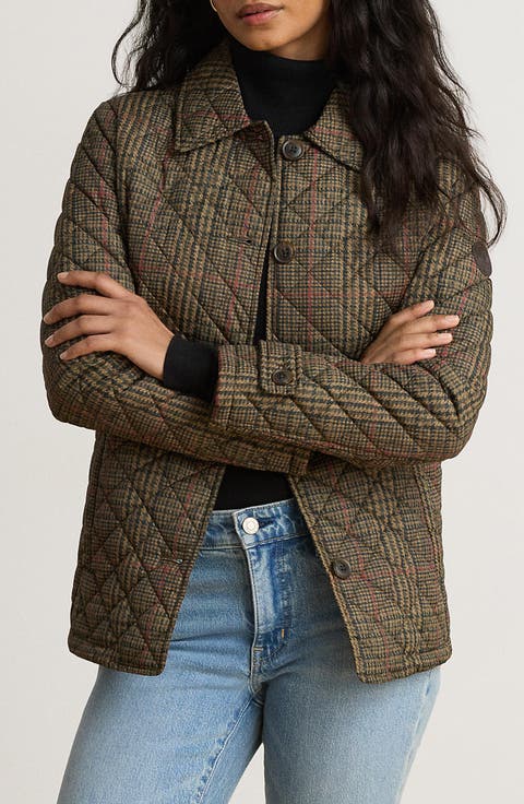 Quilted Jacket with Faux Leather Trim