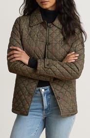 Lauren Ralph Lauren Quilted Jacket with Faux Leather Trim
