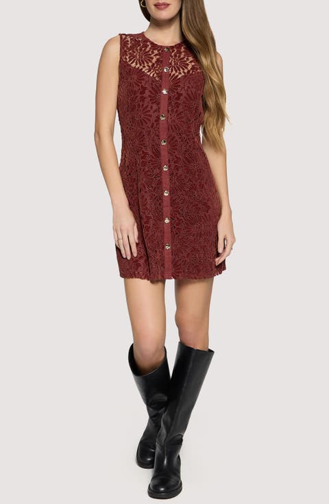 Merlot Whisper Floral Lace Minidress