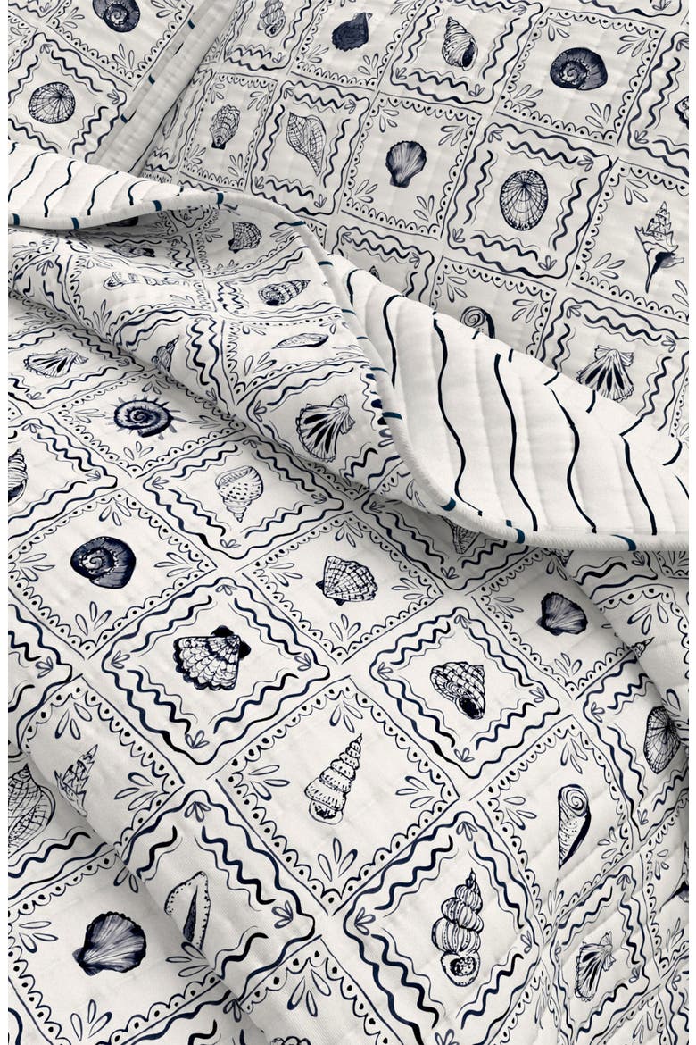 Coastal Seashell Tile Reversible Quilt Set, Alternate, color, SEASHELL TILE