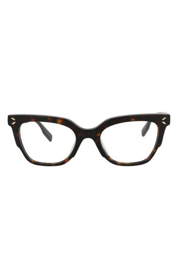 Alexander Mcqueen Mcqueen 50mm Cat Eye Optical Glasses In Havana Havana Transparent