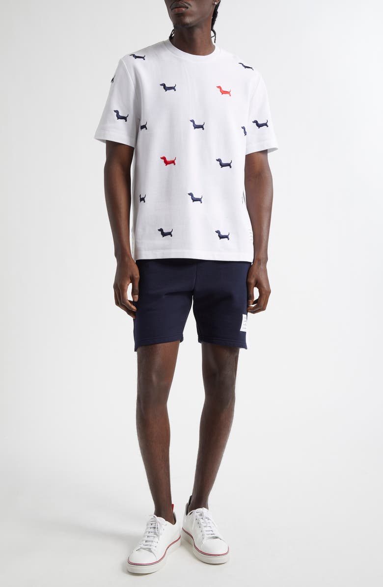 Thom Browne Hector Embroidered Cotton Piqué T-Shirt, Alternate, color,