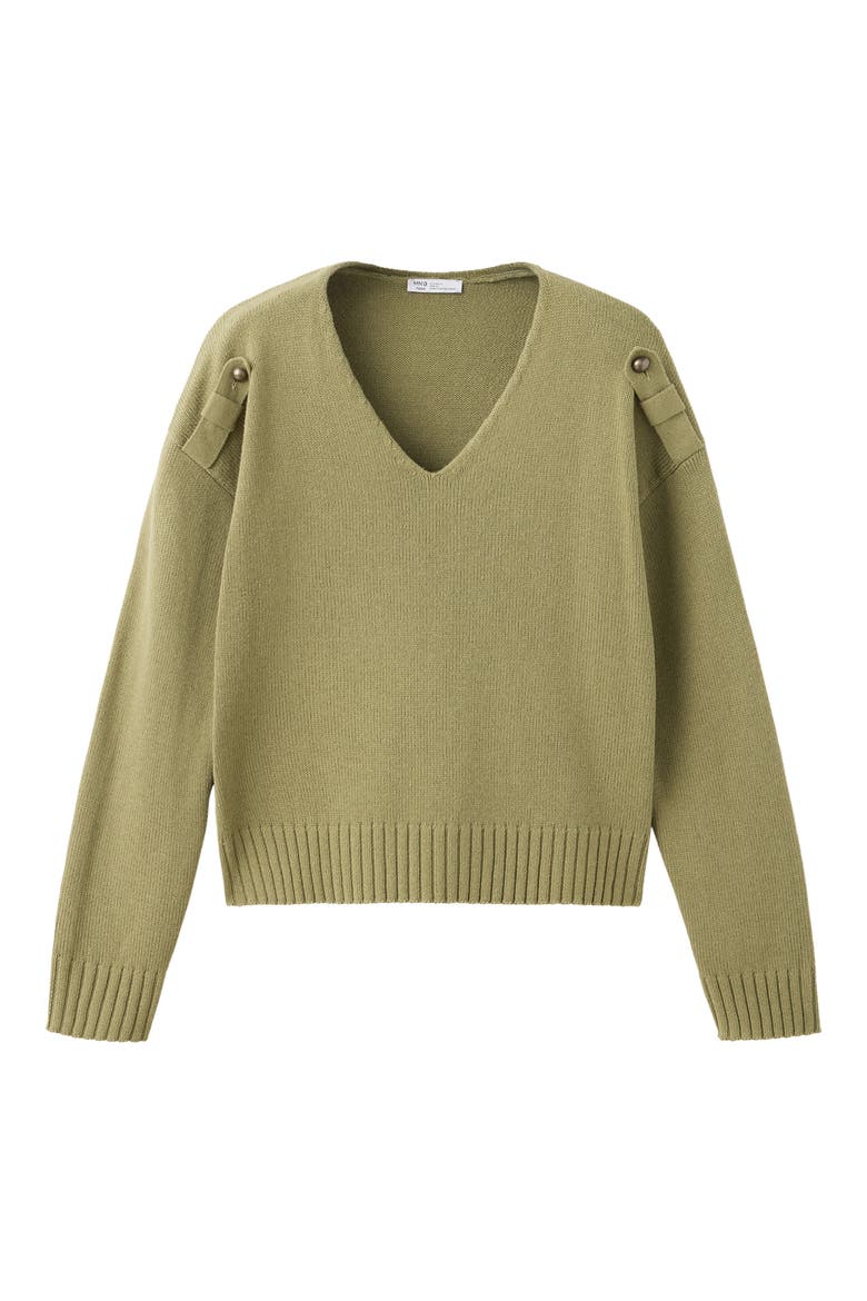 Shoulder Loop V-Neck Sweater, Main, color, KHAKI GREEN