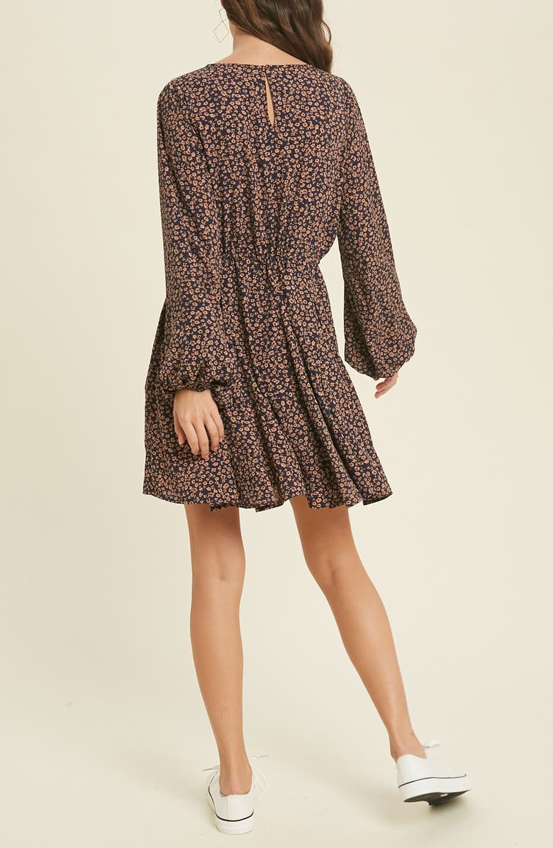 WISHLIST Ditsy Floral Long Sleeve Fit & Flare Dress, Alternate, color, Navy