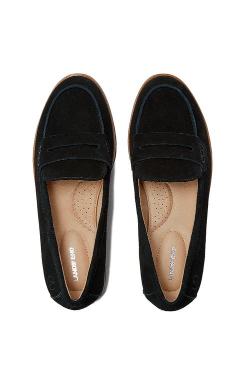 Lands' End Comfort Lug Sole Suede Loafers In Black