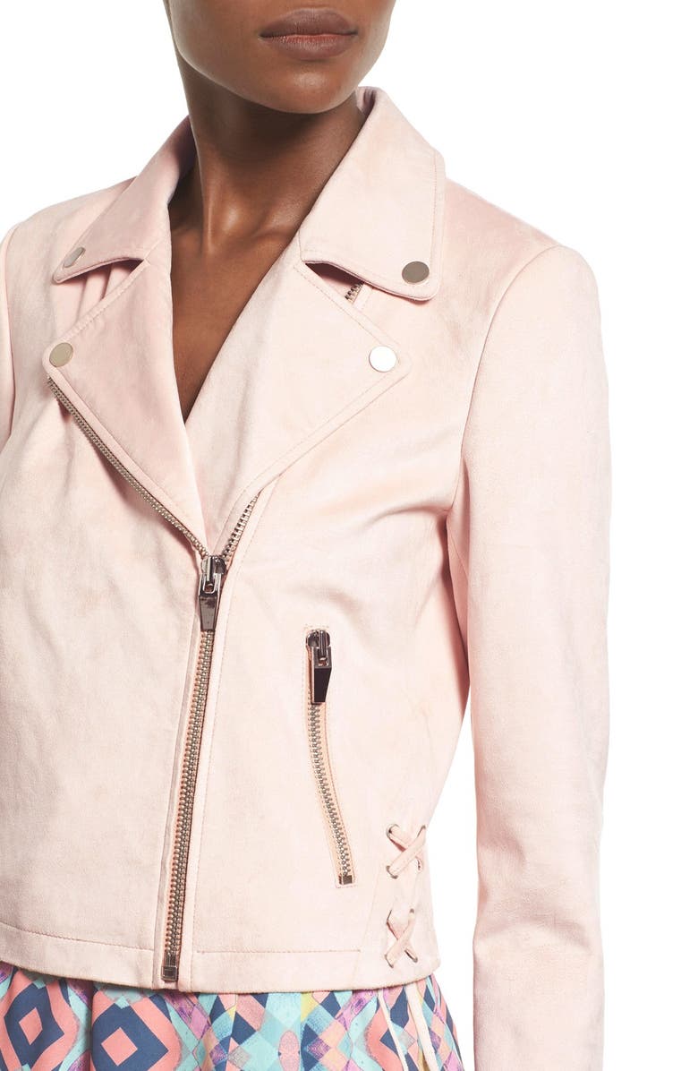 Lovers + Friends 'Charmer' Faux Suede Moto Jacket, Alternate, color, 