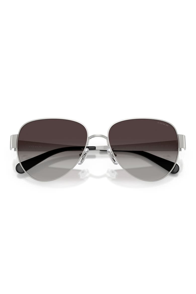 57mm Gradient Pilot Sunglasses, Alternate, color, SHINY SILVER / GREY GRADIENT