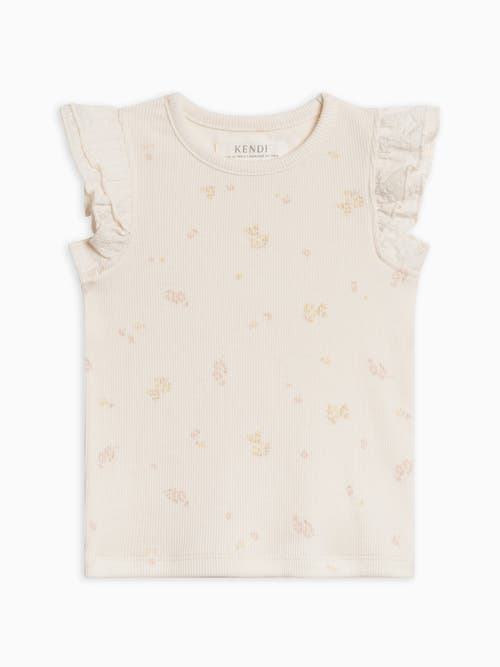 Colored Organics Daphne Ribbed Tank With Eyelet Ruffle In Neutral
