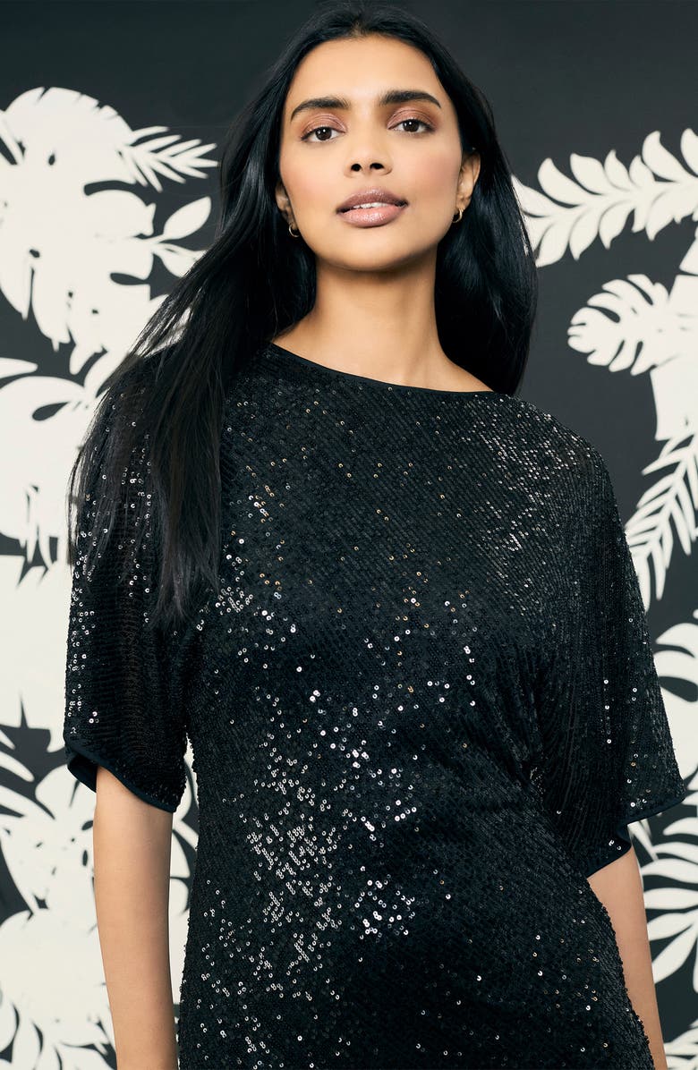 Donna Morgan Sequin Dolman Sleeve Minidress, Alternate, color,