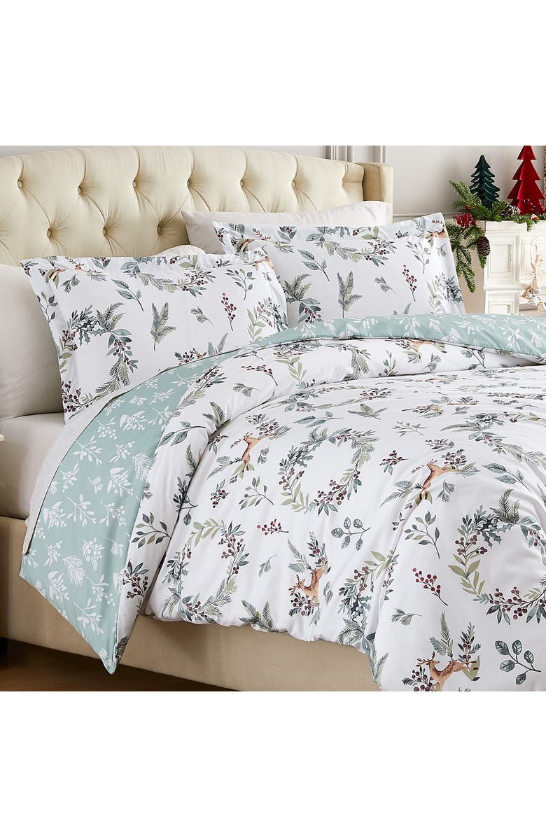 SOUTHSHORE FINE LINENS Happy Holiday's Oversize Holiday Duvet Set, Alternate, color, Happy Holidays