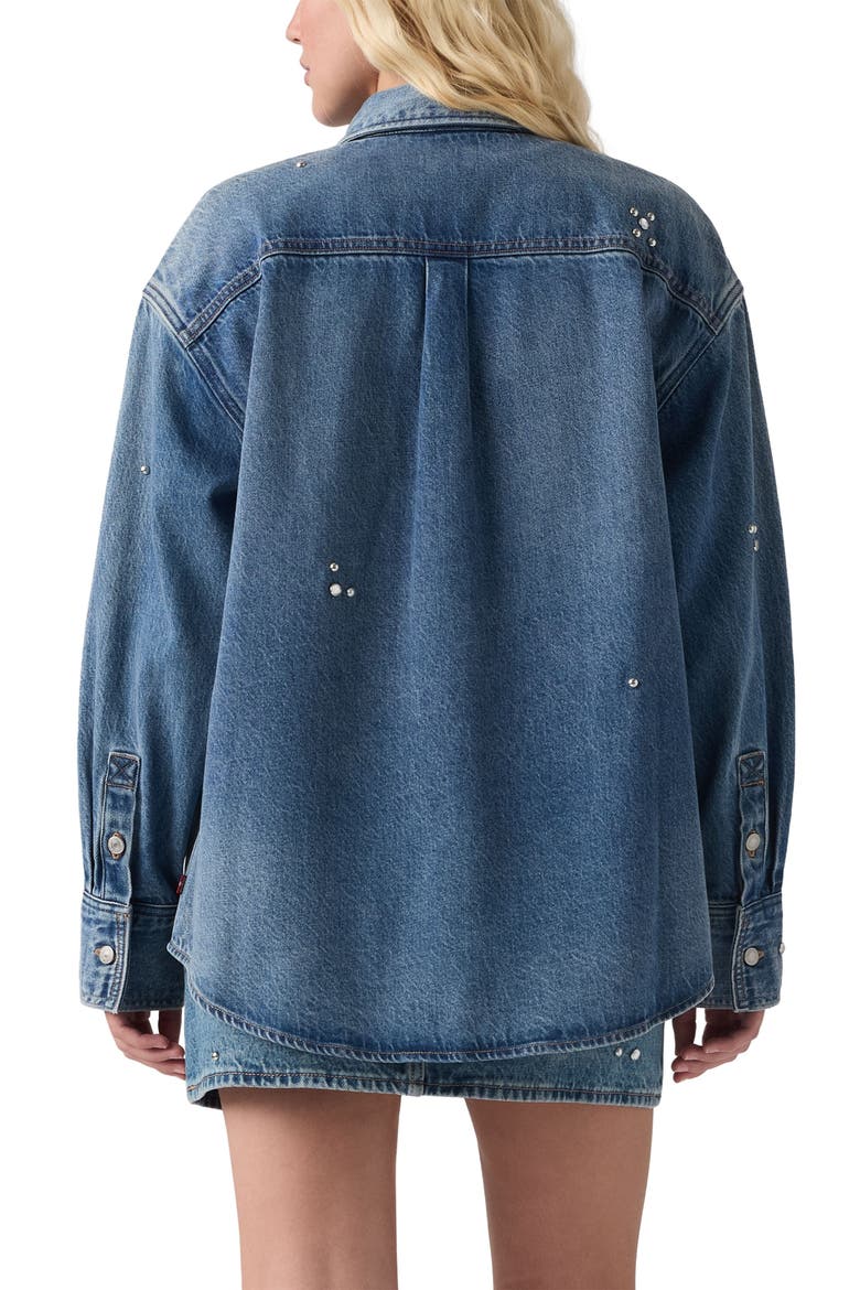 Jordan Crystal Embellished Oversize Denim Shirt Jacket, Alternate, color, TRIP ON DRIP SHIRT