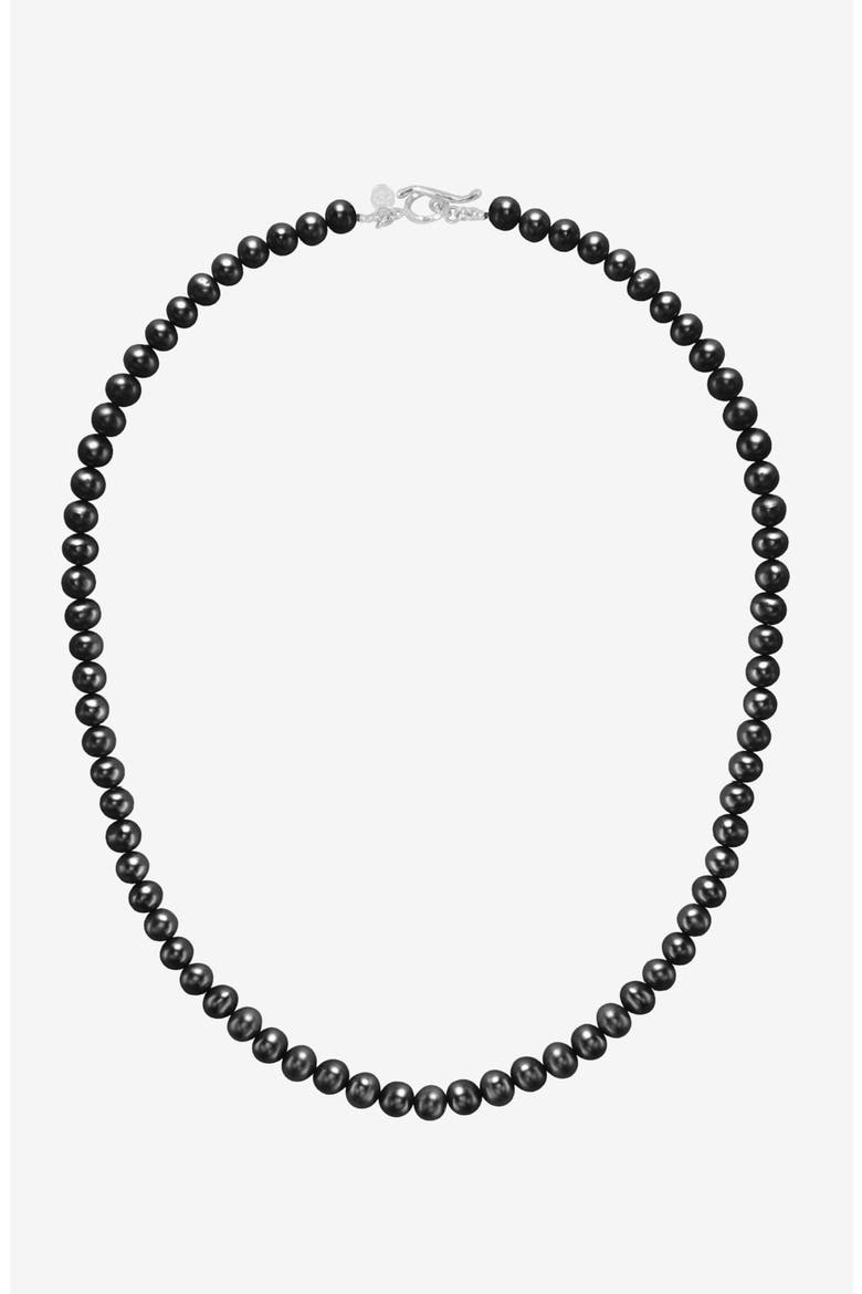 Men's Black Freshwater Pearl Necklace, Main, color, Sterling Silver