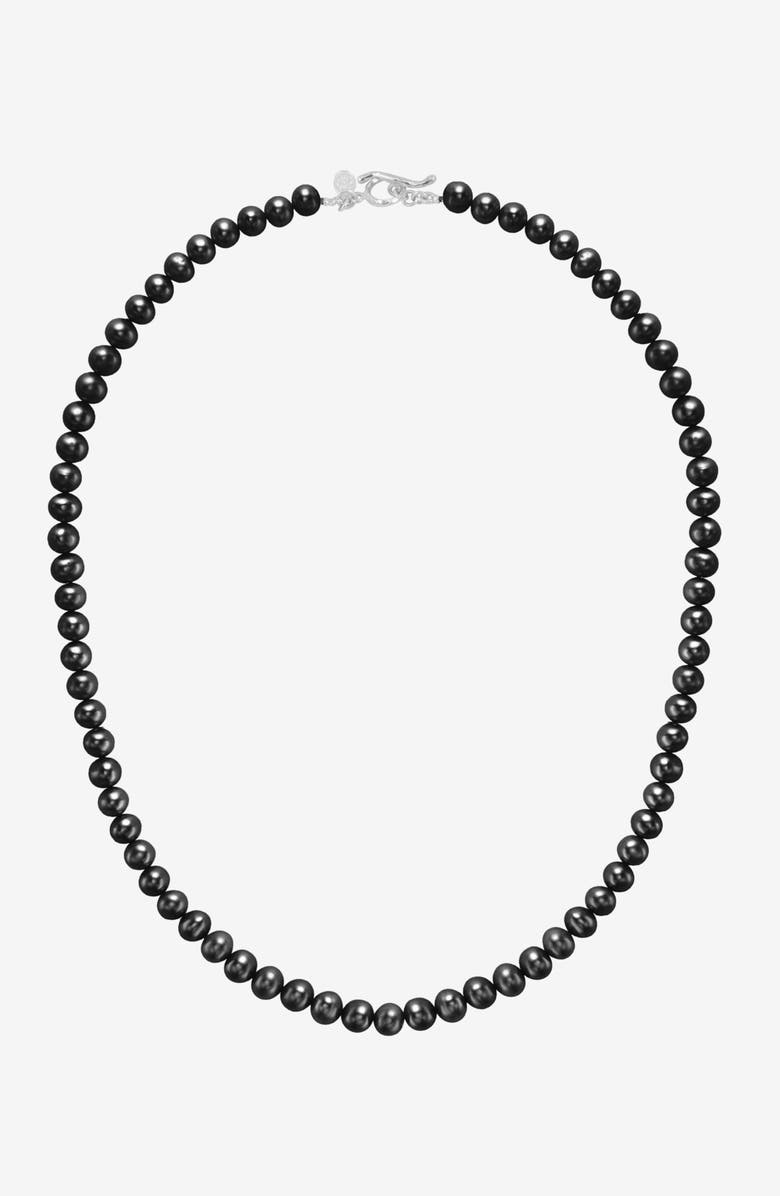 Dower & Hall Men's Black Freshwater Pearl Necklace, Main, color, Sterling Silver