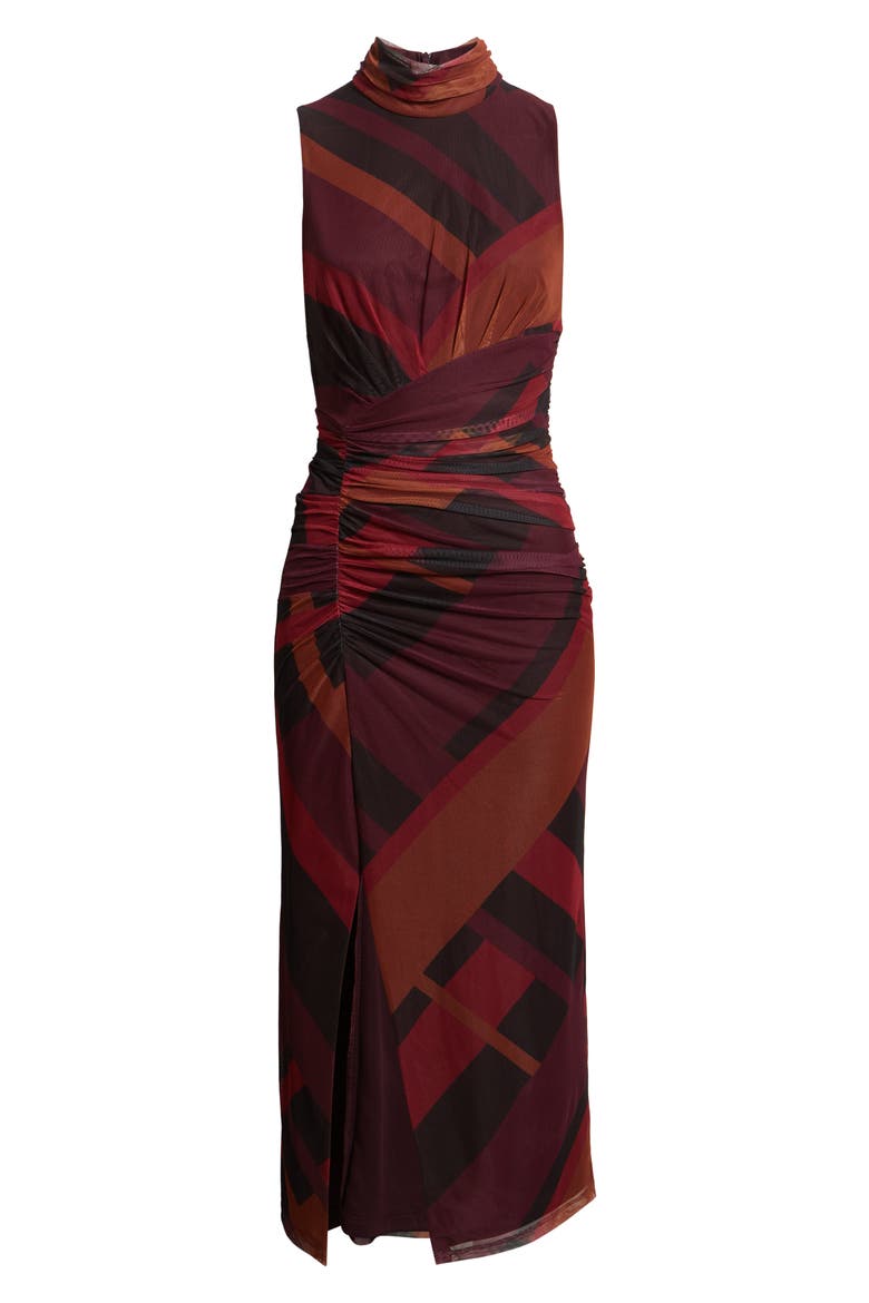 Patterned Mesh Body-Con Dress, Alternate, color, WINE