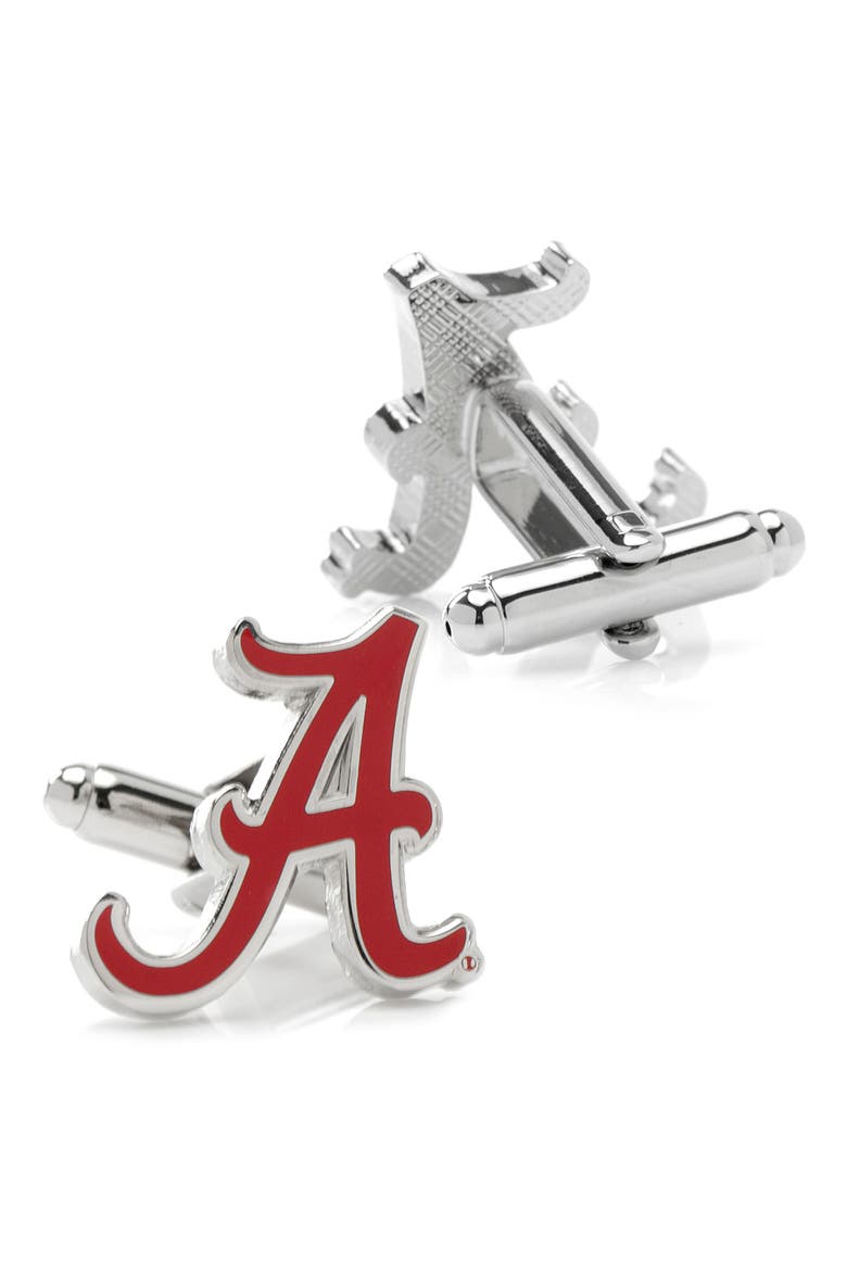 NCAA University of Alabama Crimson Tide Cuff Links, Alternate, color, CRIMSON/ SILVER