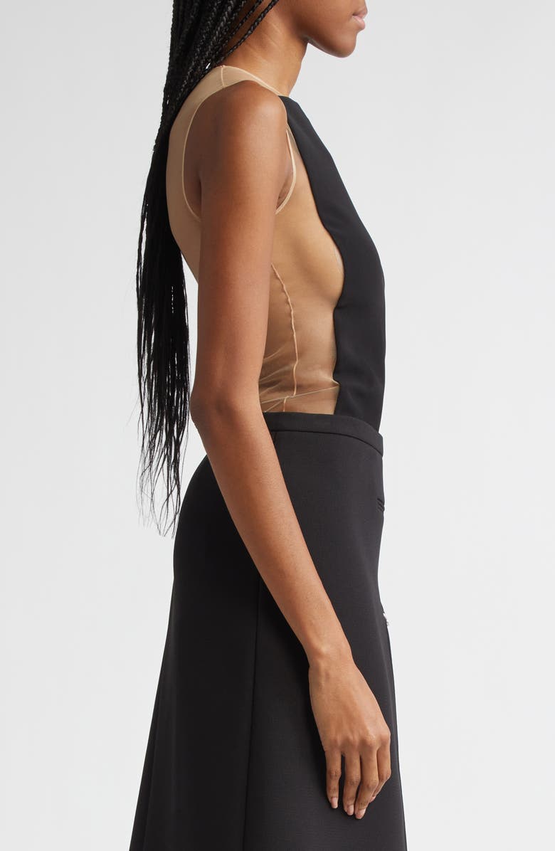 Courrèges Frame Illusion Bodysuit, Alternate, color, Sand / Black
