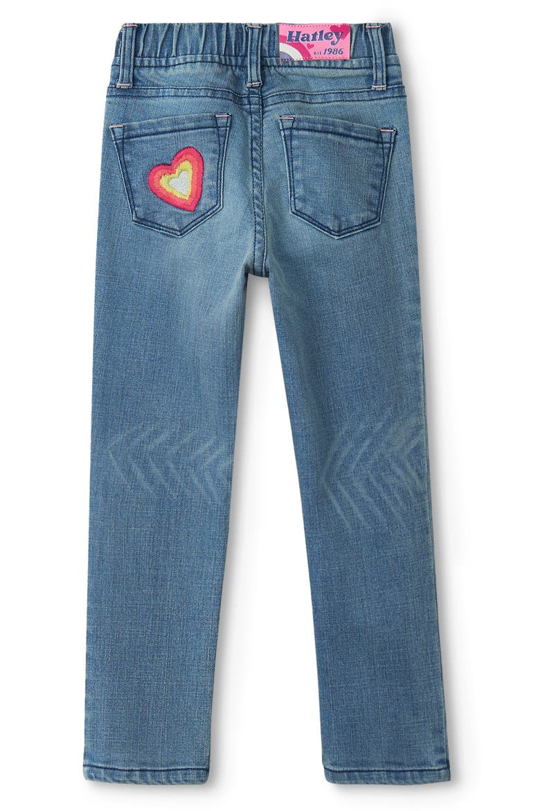 Kids' Embroidered Patch Stretch Jeans, Alternate, color, DENIM