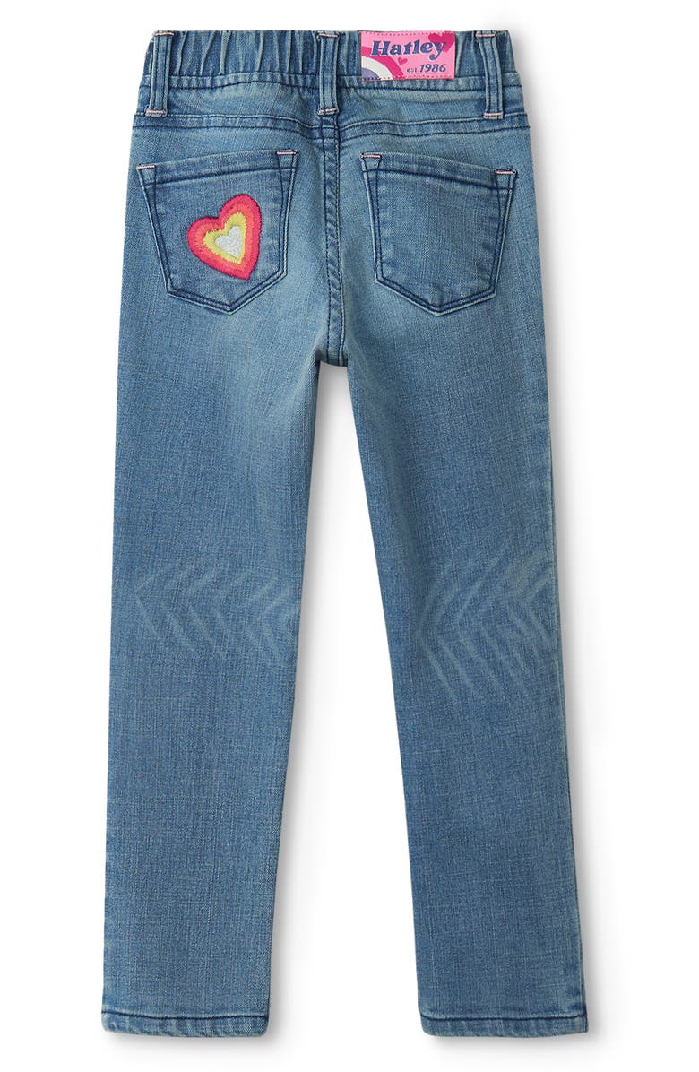 Hatley Kids' Embroidered Patch Stretch Jeans, Alternate, color, Denim