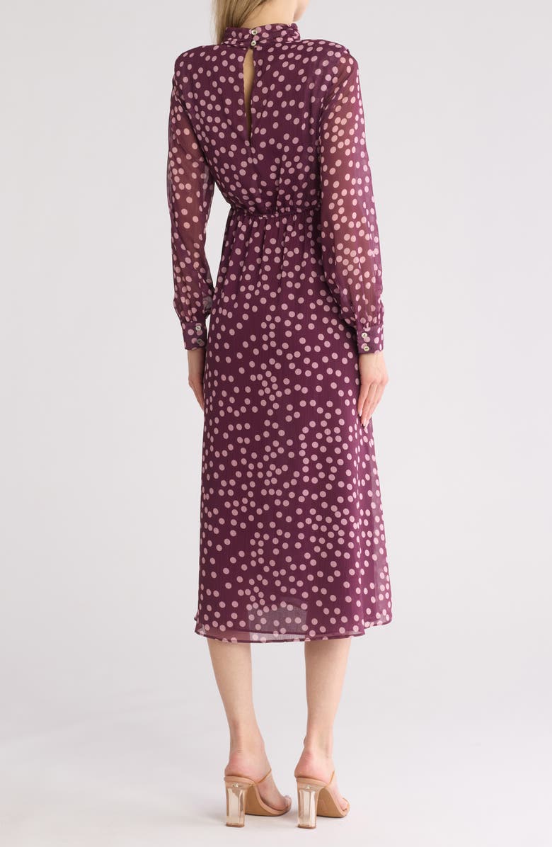 AREA STARS Polka Dot Long Sleeve Chiffon Dress, Alternate, color, 
