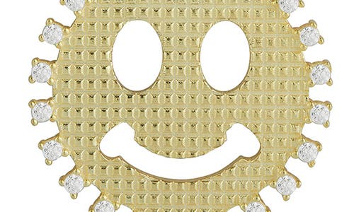 Sphera Milano 14k Over Silver Cz Smiley Face Necklace In Gold