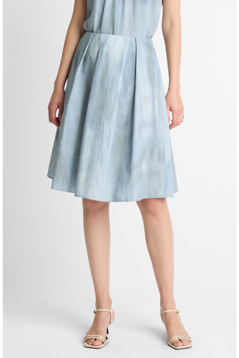 Pleated Cotton Skirt, Main, color, AZURA WASH