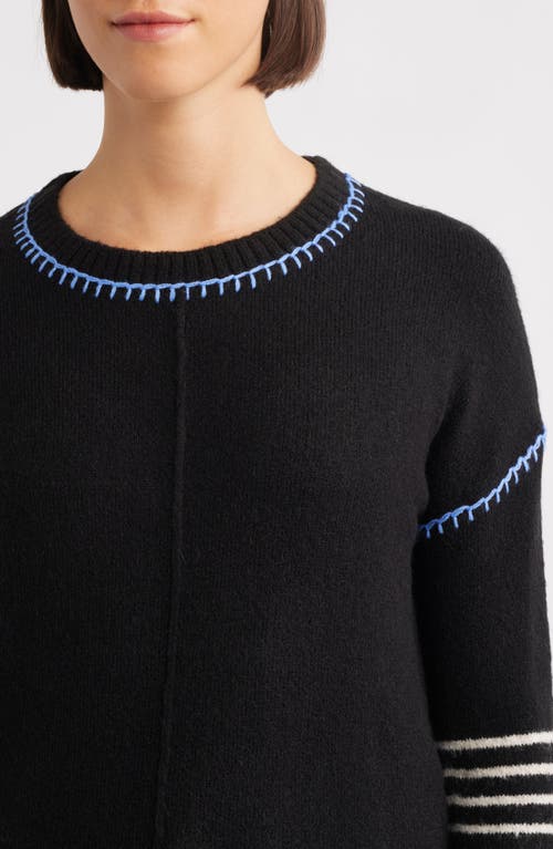 Hatley Avery Blanket Stitch Stripe Sweater In Black