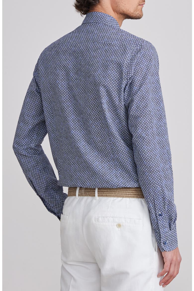 Textured Sartorial Floral Cotton Dress Shirt, Alternate, color, NAVY