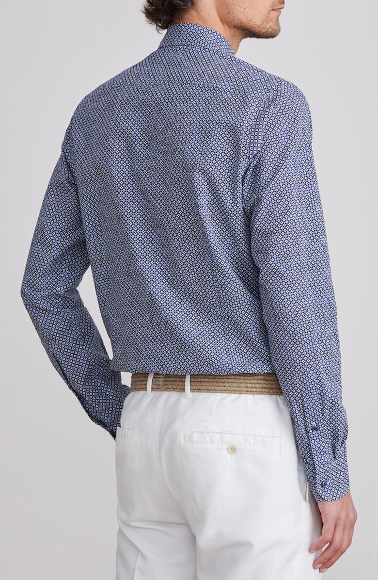 Emanuel Berg Textured Sartorial Floral Cotton Dress Shirt, Alternate, color, Navy