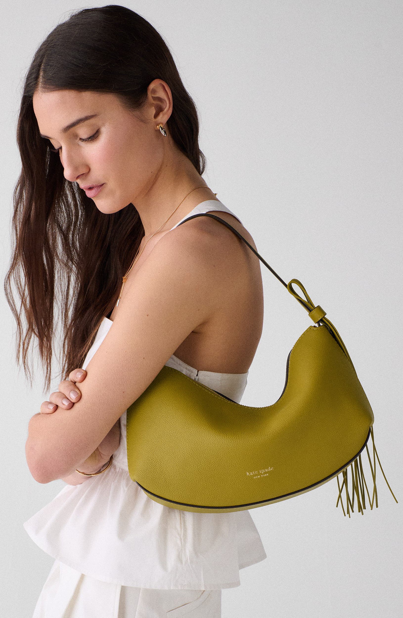 Kate Spade New York loop pebble leather shoulder bag, Alternate, color, 