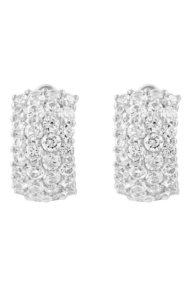 Sterling Silver Pavé Cubic Zirconia Huggie Hoop Earrings, Alternate, color, SILVER