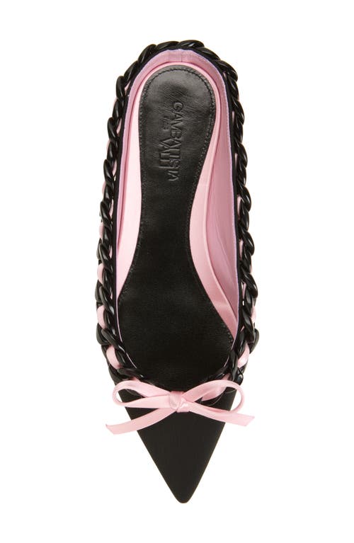 Giambattista Valli Ribbon & Chain Pointed Toe Mule In Black