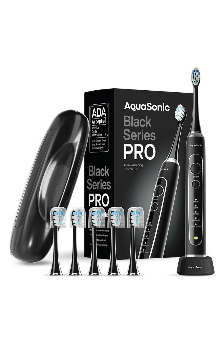 AQUASONIC Black Series PRO Ultra-Whitening Electric Toothbrush, Main, color, Black
