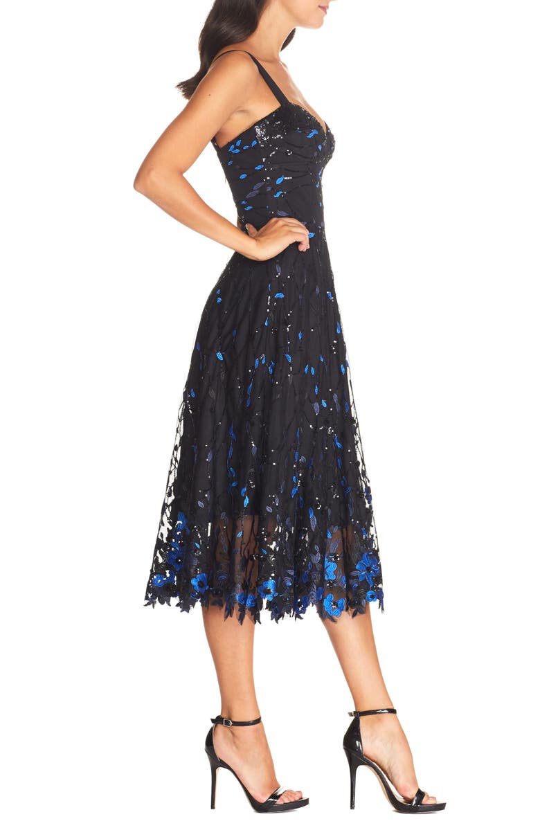 Dress the Population Corina Floral Embellished Fit & Flare Cocktail Dress, Alternate, color,