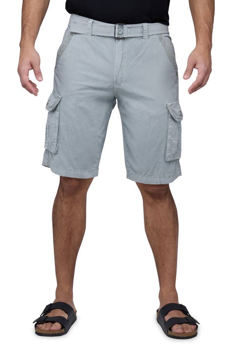 Belted Cotton Twill Cargo Shorts