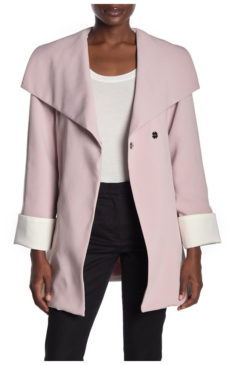 Tahari Riley Crepe Drape Jacket, Main, color, Dusty Pink