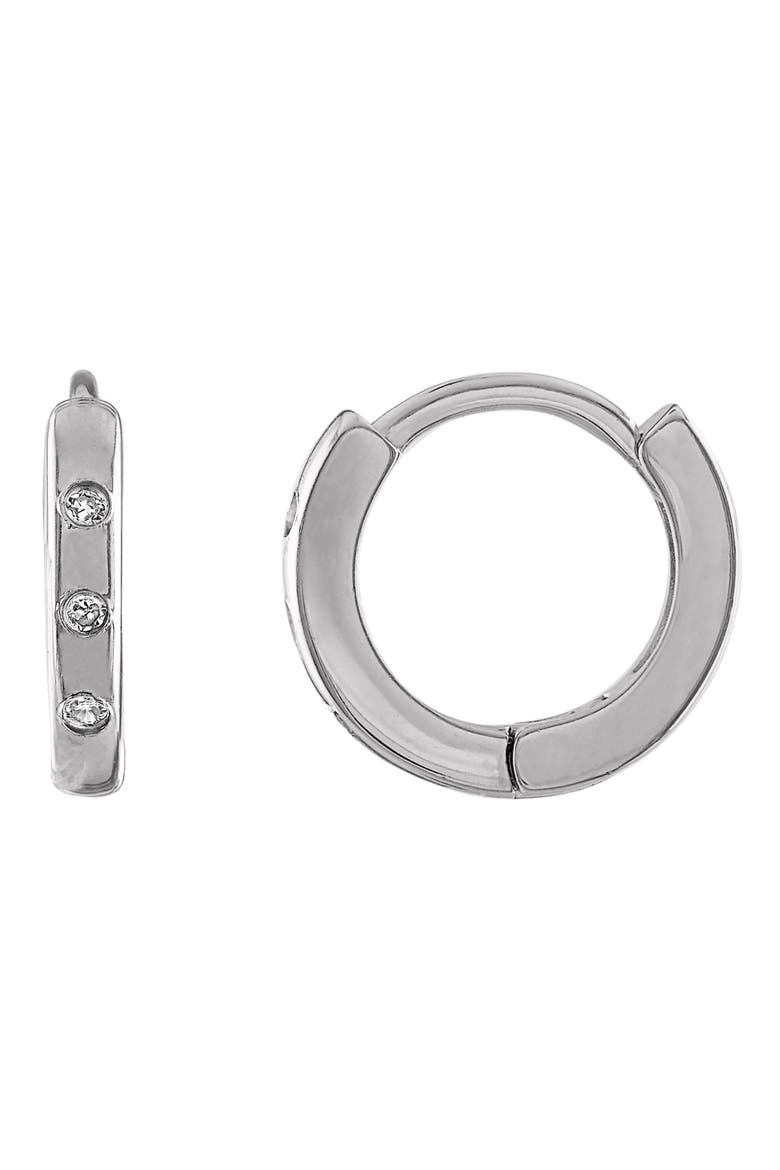 Diamond Huggie Hoop Earrings - 0.03ct., Main, color, SILVER