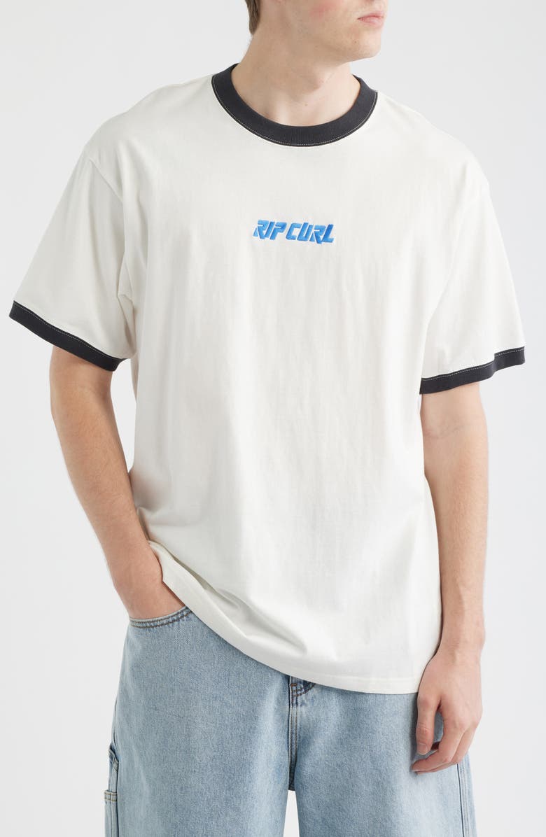 Rip Curl Liquid Trips Embroidered Ringer T-Shirt, Main, color, Bone