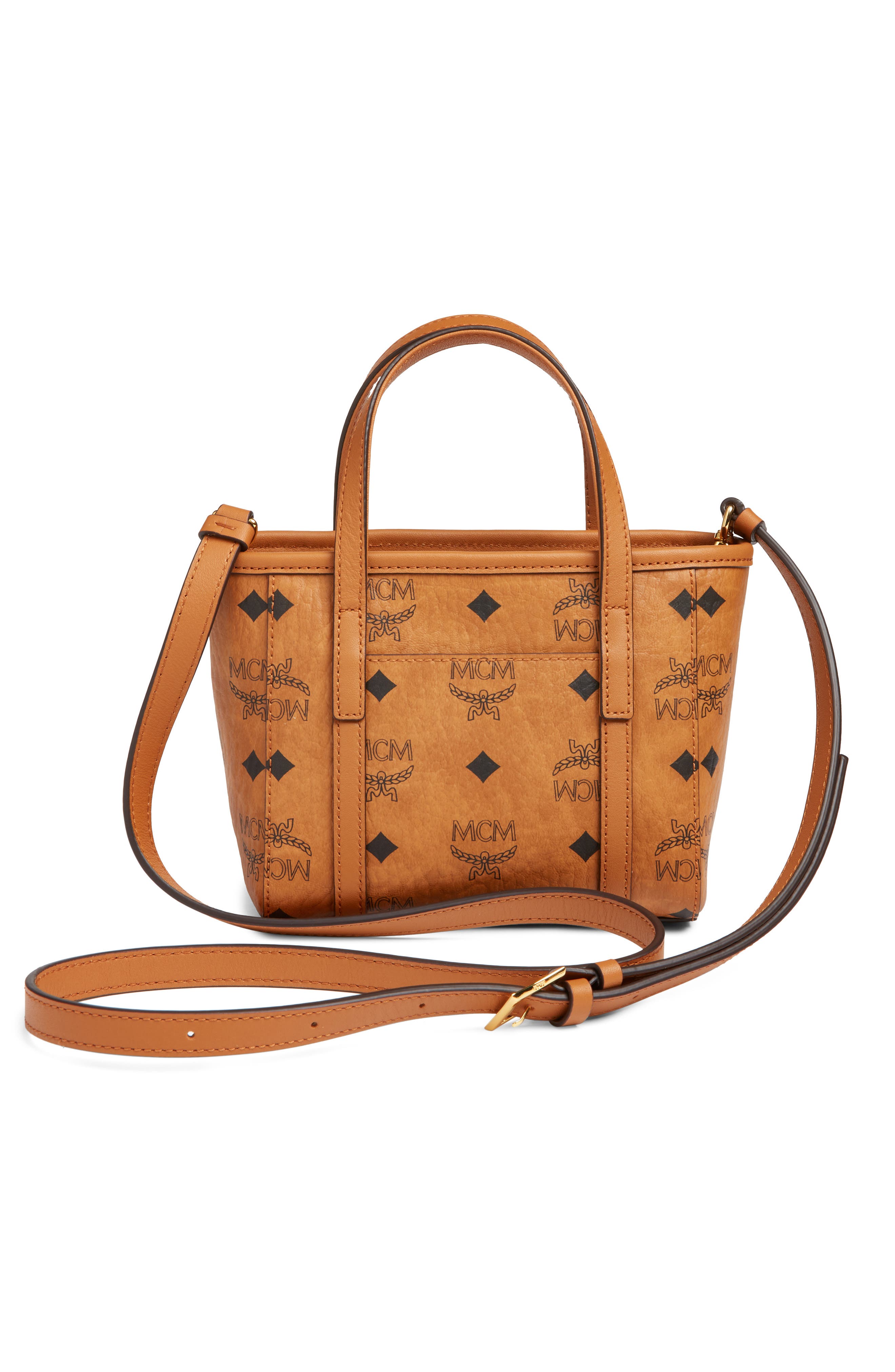 MCM Mini Toni Visetos Coated Canvas Top Handle Shopper Bag, Alternate, color, 