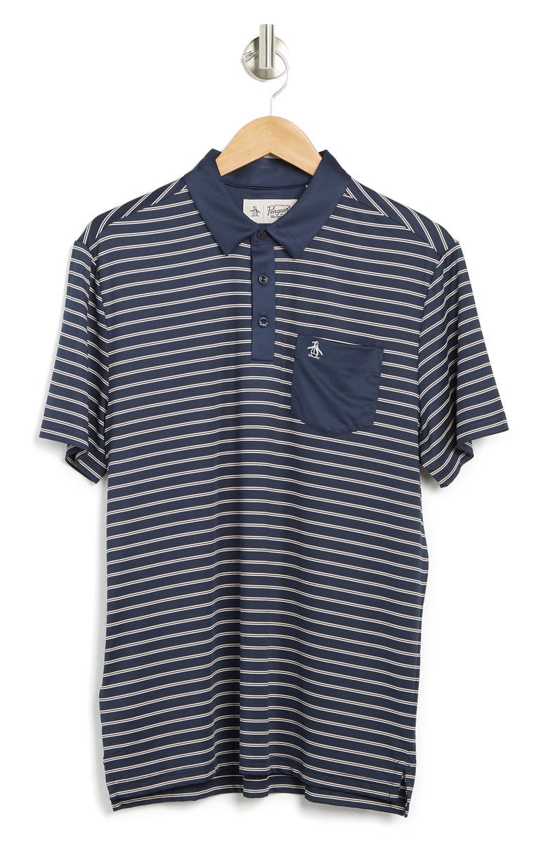 Original Penguin Colorblock Stripe Jersey Polo, Alternate, color, Black Iris