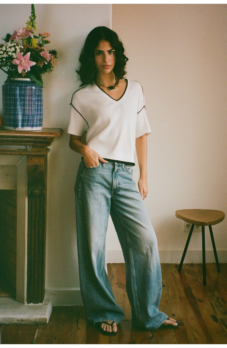 KADA The Awaken Rib V-Neck, Alternate, color, Salt