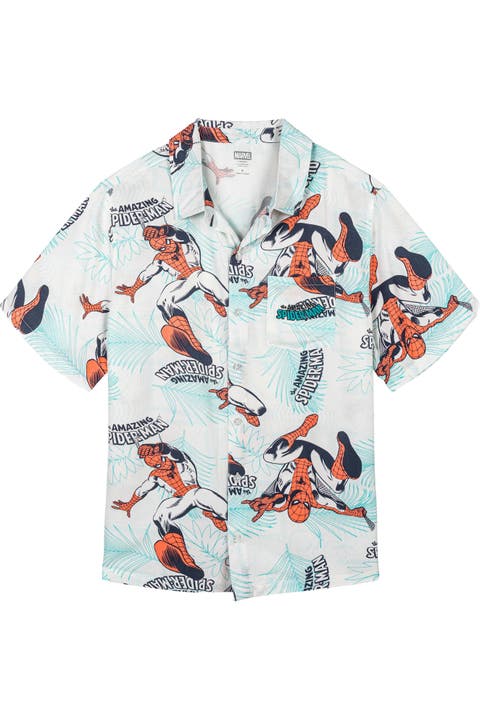 Spider-Man Hawaiian Short Sleeve Button Down Shirt